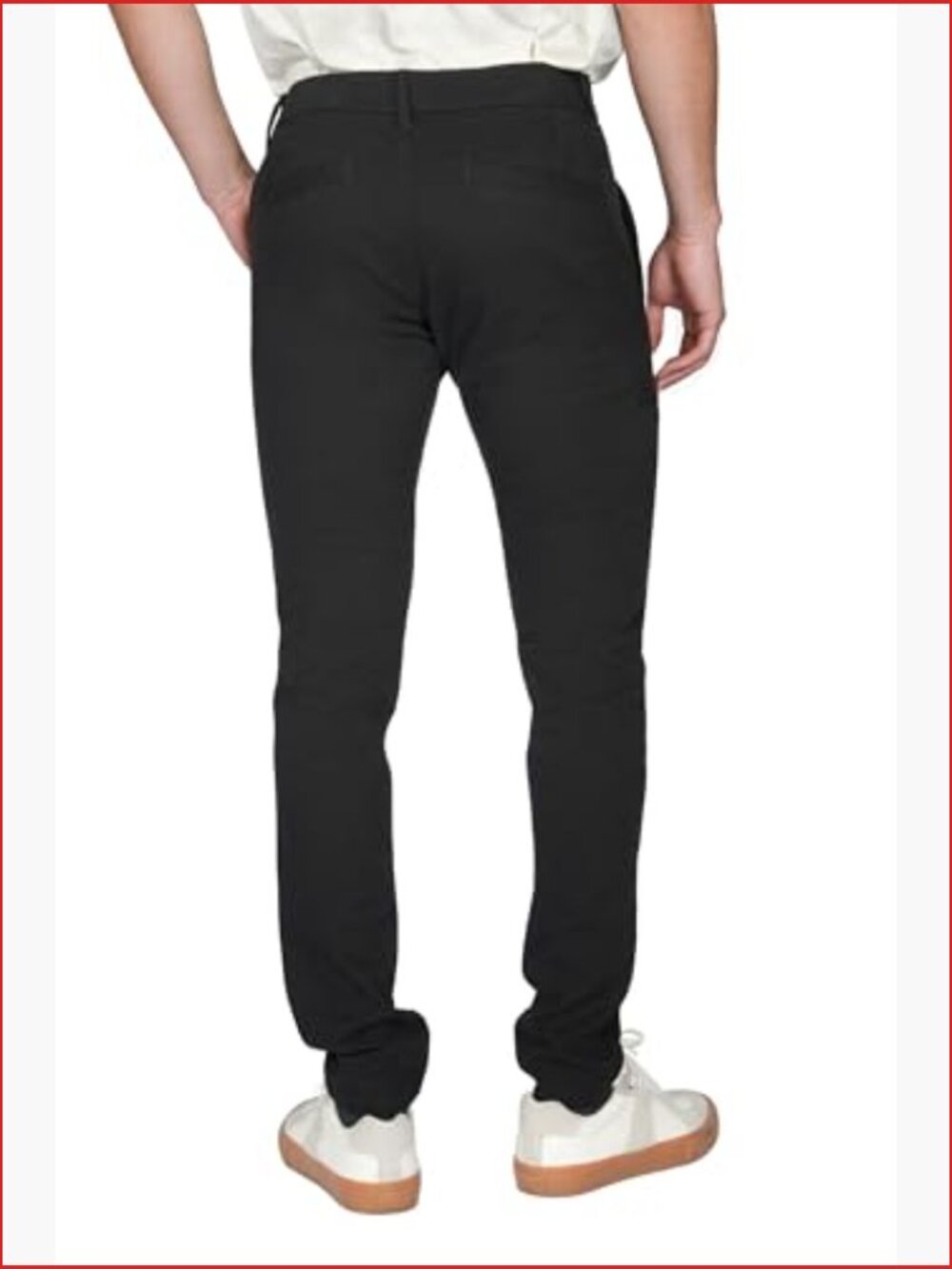 Skinny Fit Chino Pants, Slim Tapered Khaki Pants with Pockets - Picture 2 of 7